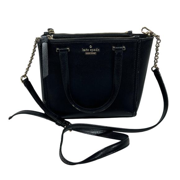 Kate Spade Black Pebble Leather Satchel Crossbody Bag Purse Medium Used - Picture 6 of 16